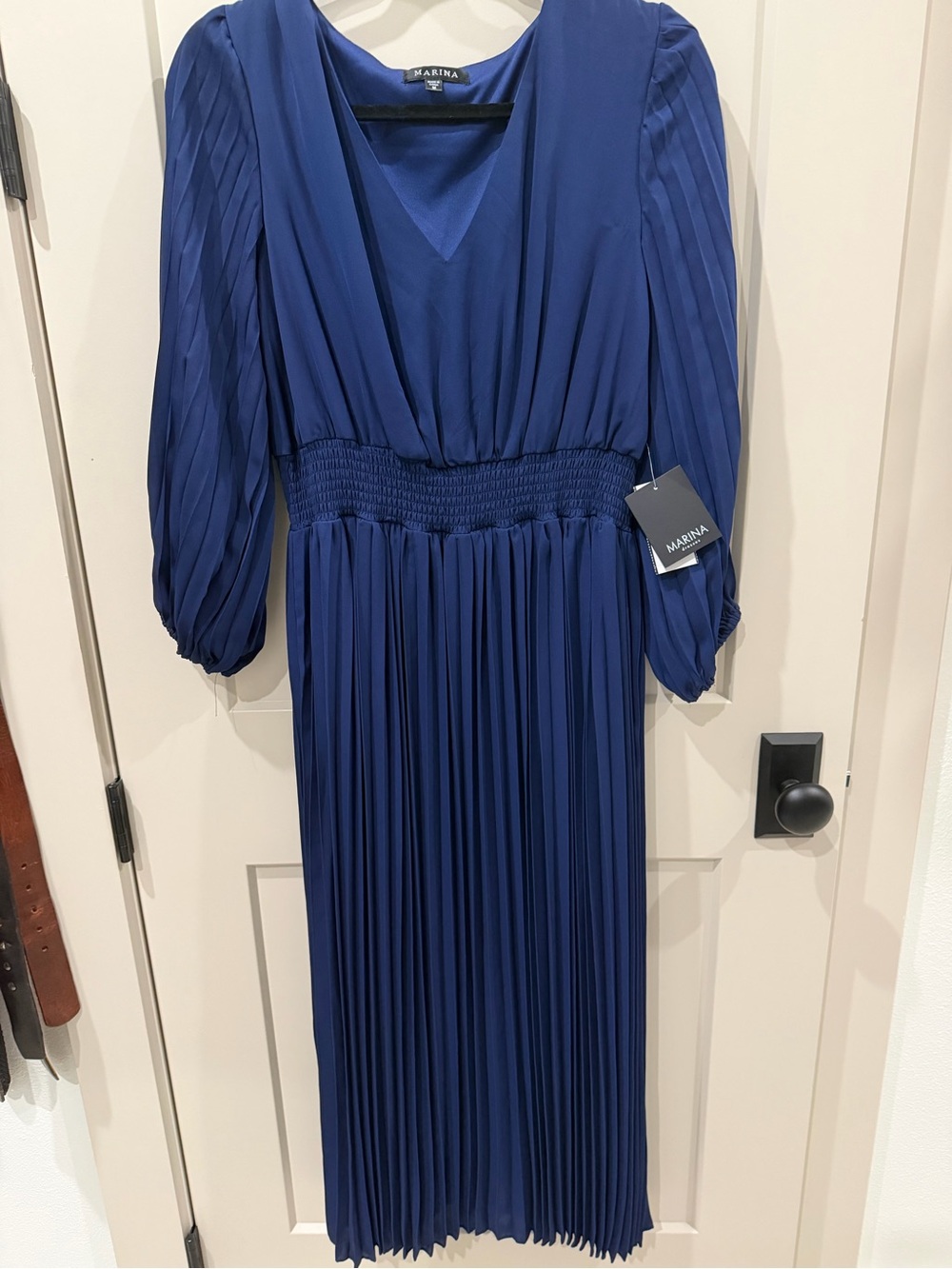 MARINA Royal Blue Pleated Maxi Dress